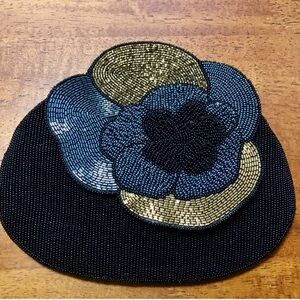 Vintage Luxury Black and Gold Beaded Evening Clutch or Formal Shoulder Bag